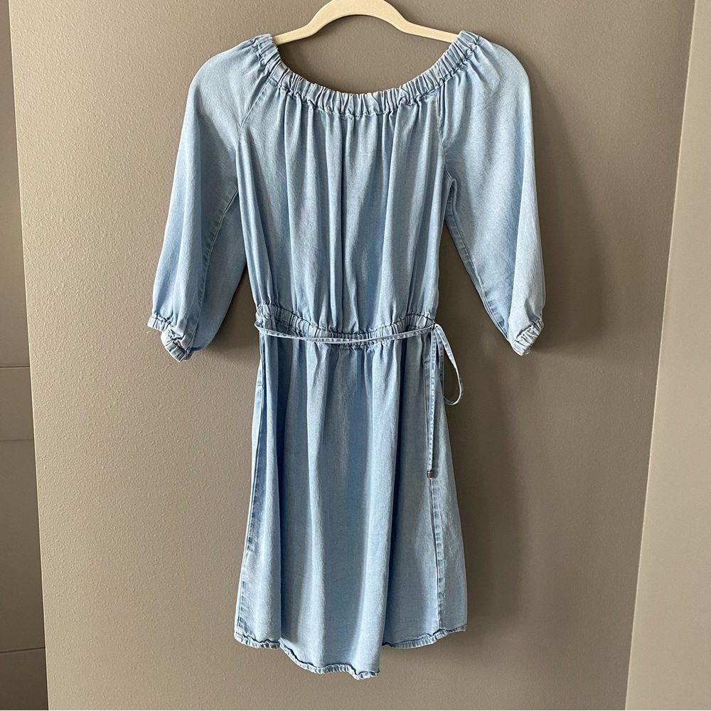 SPLENDID CHAMBRAY OFF THE SHOULDER DRESS - SIZE SMALL